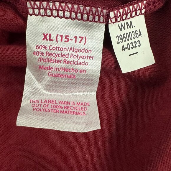 Short Sleeve Tee Womens Rich Red XL 15 17 Eco Friendly Blend - Picture 6 of 7